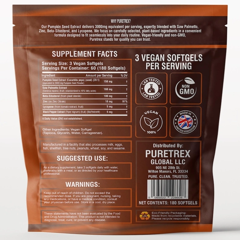 Pumpkin Seed Extract 3000mg – Saw Palmetto, Zinc & Lycopene - Image 3
