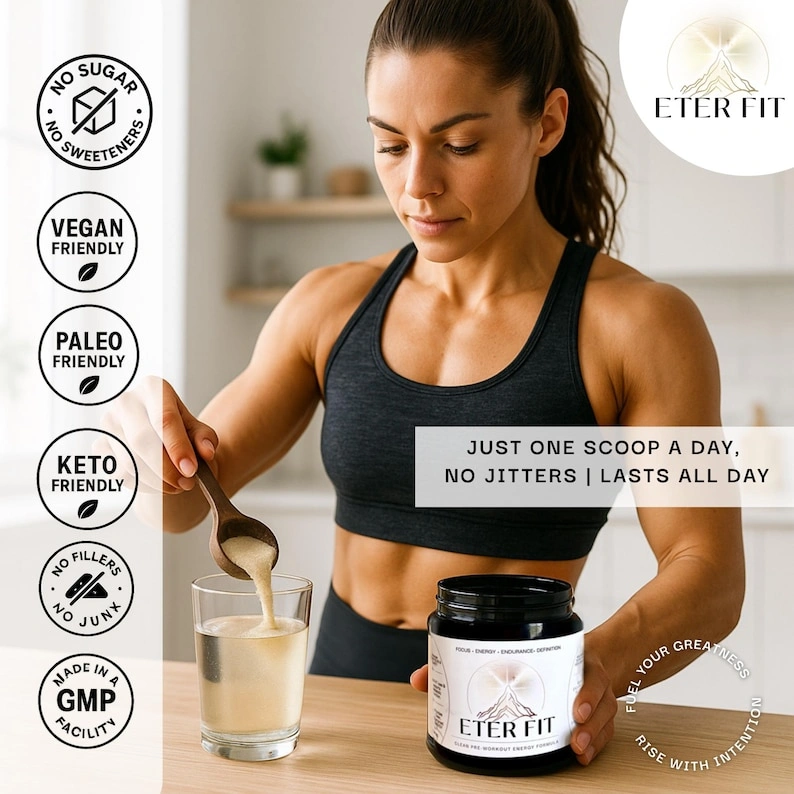 ÉTER FIT Clean Pre-Workout Energy Formula, Natural Caffeine, Focus, Endurance, Definition, 20 Servings - Image 8