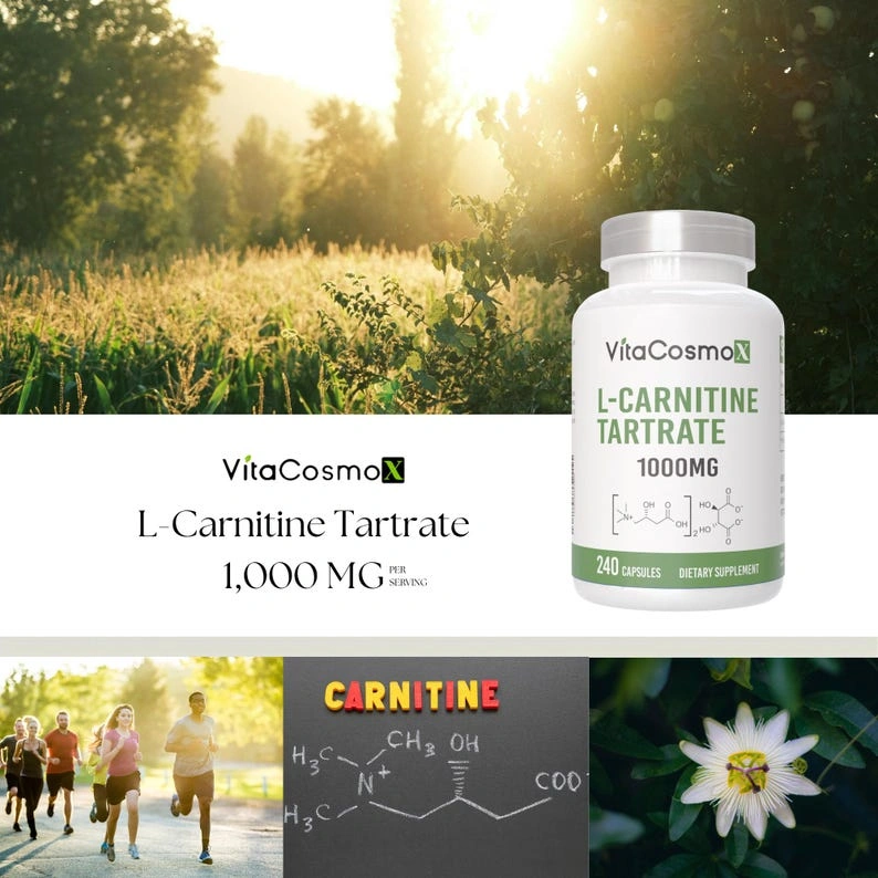VitaCosmoX L-Carnitine Tartrate - 240 Vegan Capsules - Image 6