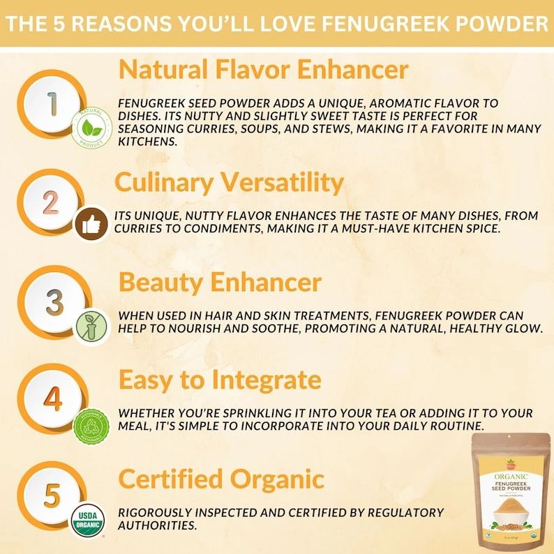 Organic Fenugreek Seed Powder – Authentic Cooking Spice - 4 OZ. - Image 3